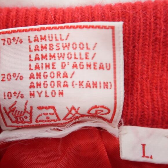 Vintage 80s H&M Chique Red Wool Angora Knit Midi Skirt L - Picture 5 of 5